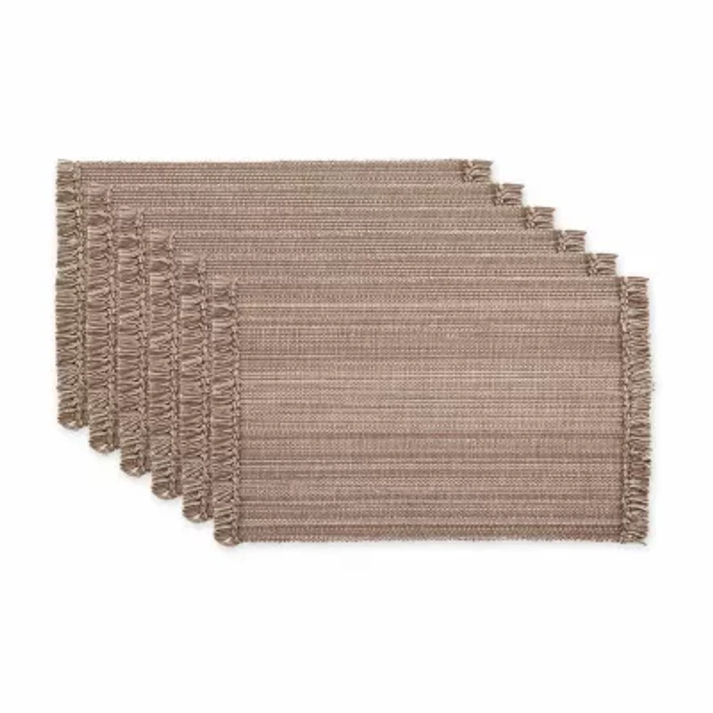 Design Imports Mushroom Variegated Fringe 6-pc. Placemat