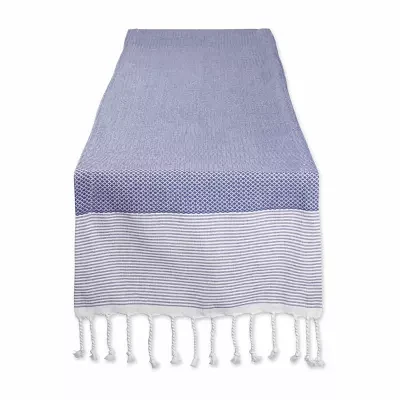 Design Imports French Blue Bordered Dobby Table Runner