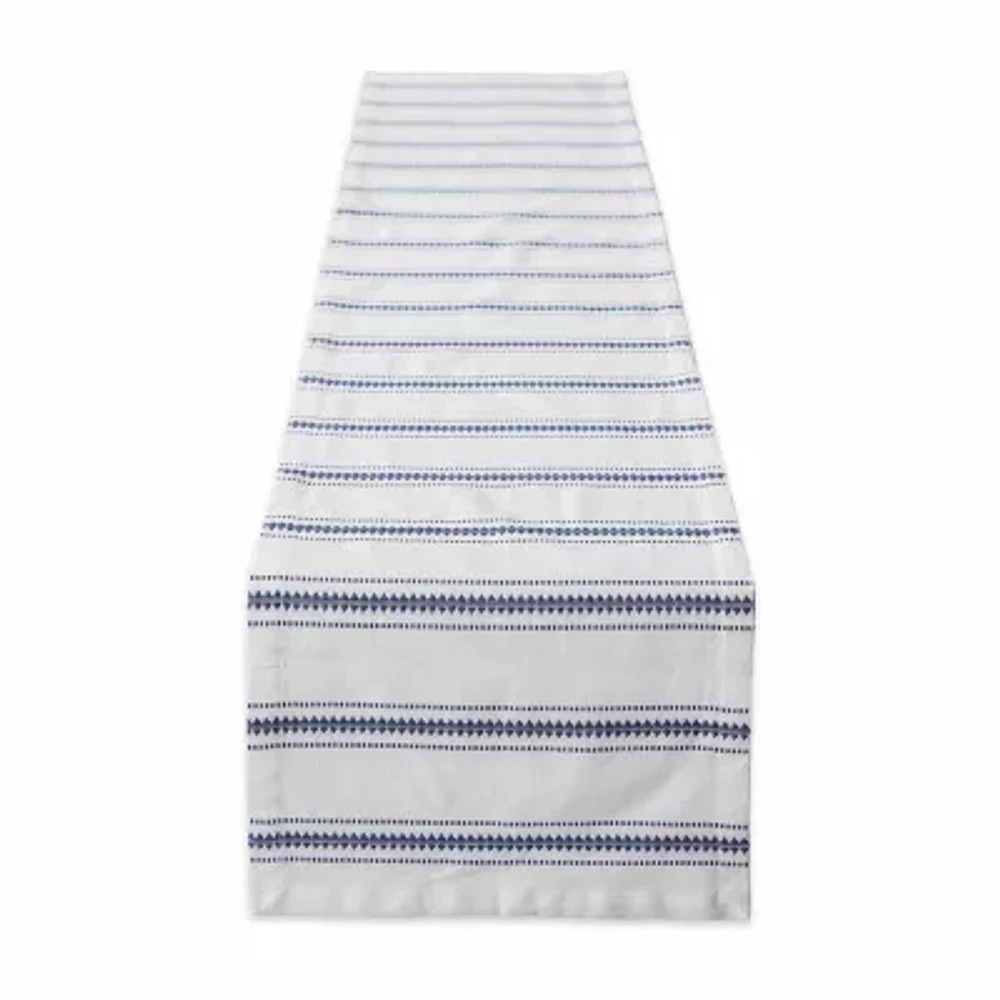 Design Imports French Blue Zig Dobby Stripe Table Runner