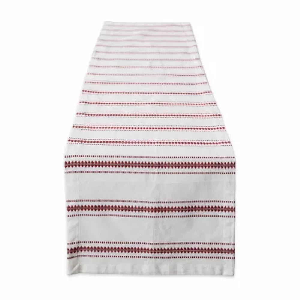 Design Imports Barn Red Zig Dobby Stripe Table Runner