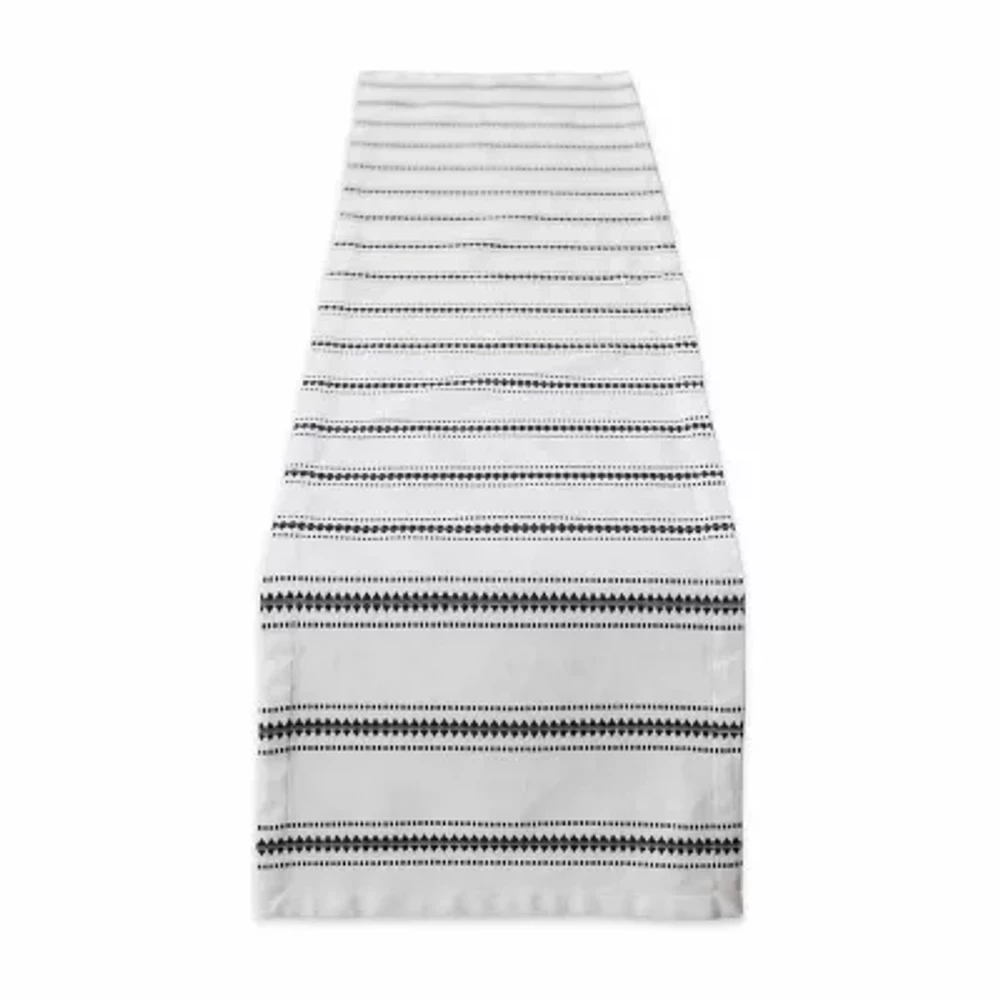Design Imports Black Zig Dobby Stripe Table Runner