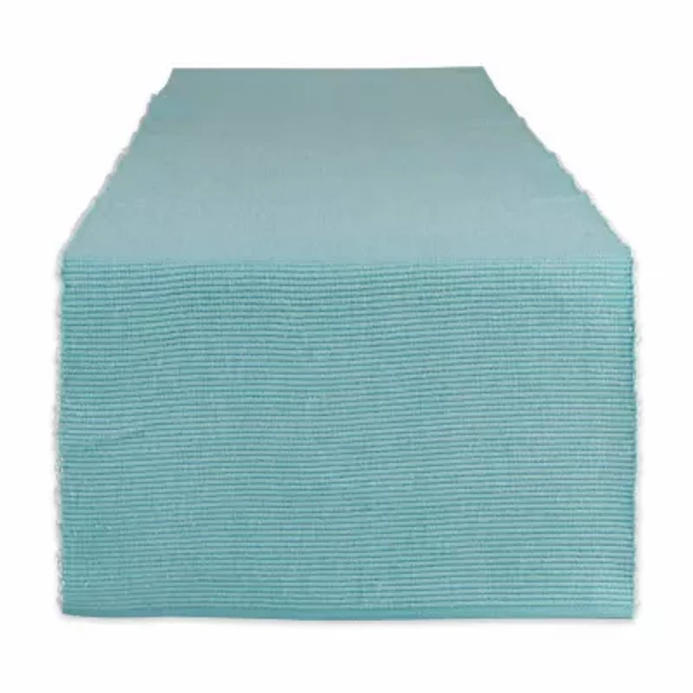 Design Imports Aqua/White 2-Tone Ribbed Table Runner