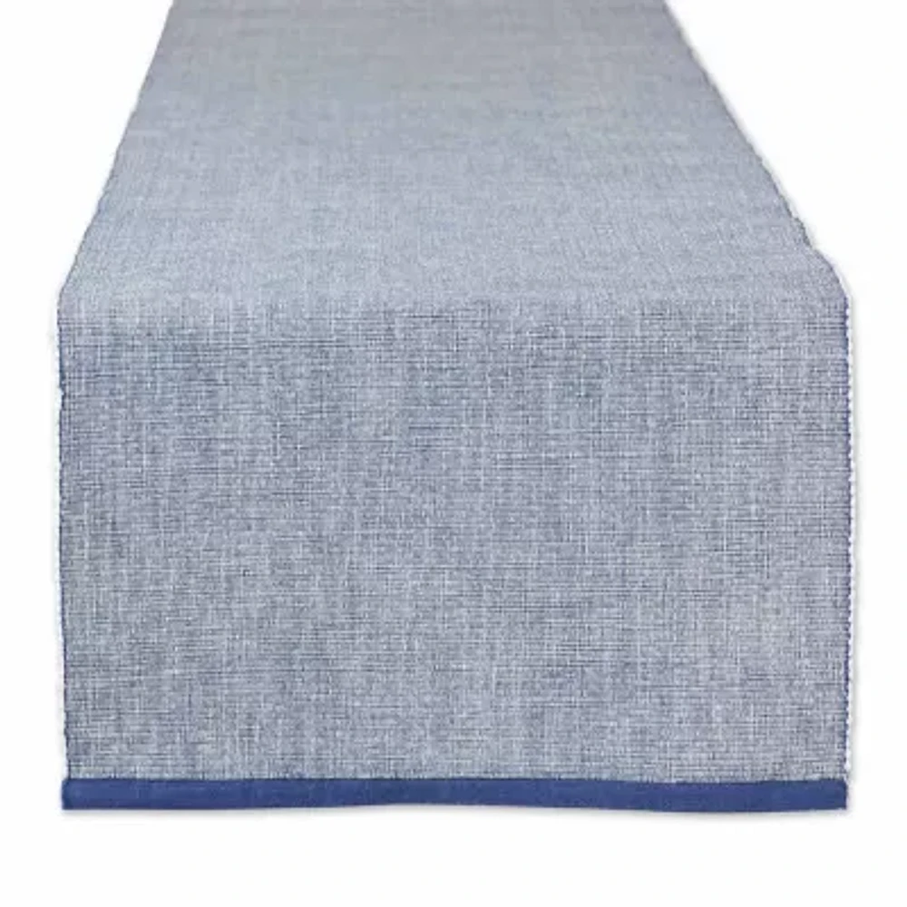 Design Imports French Blue Eco-Friendly Chambray Fine Ribbed Table Runner