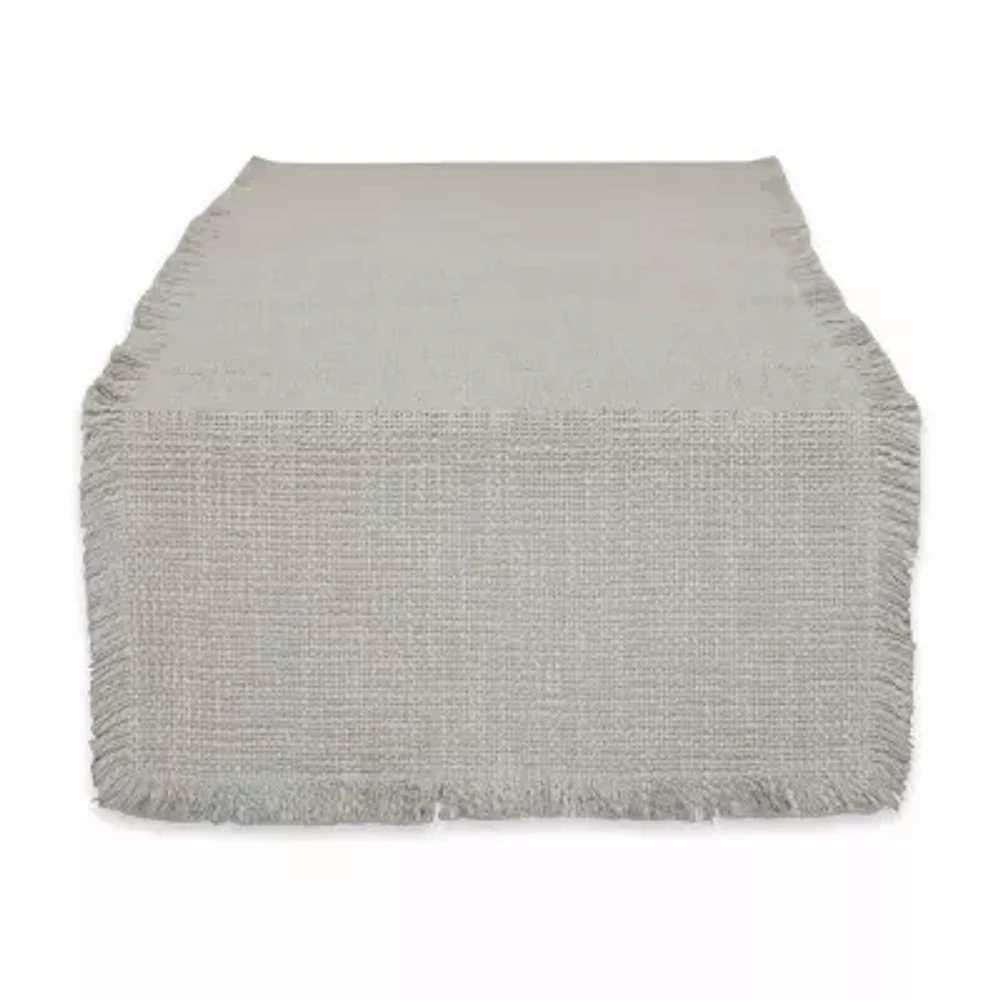 Design Imports Light Rain Basket Fringe Table Runner