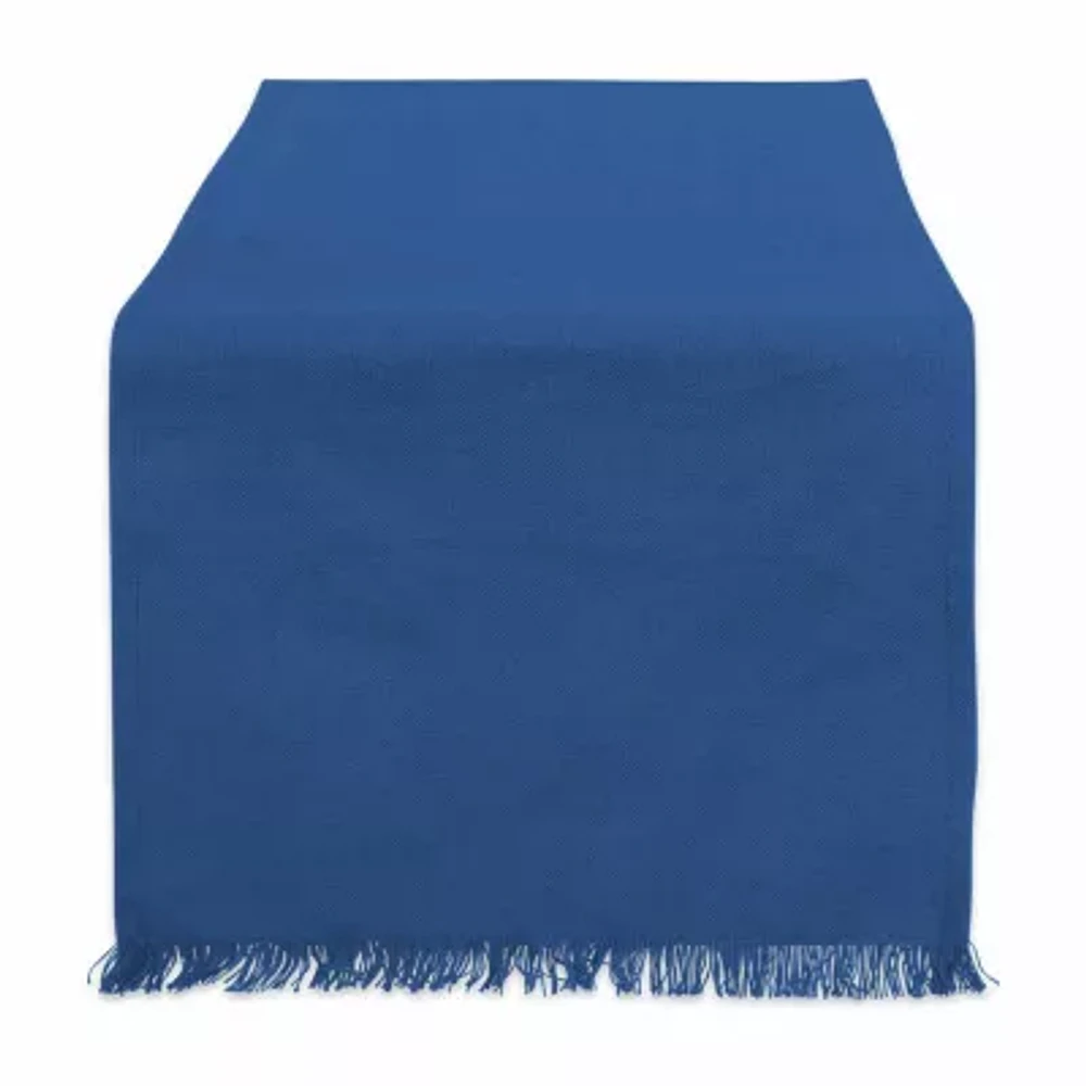 Design Imports Navy Solid Heavyweight Fringed Table Runner