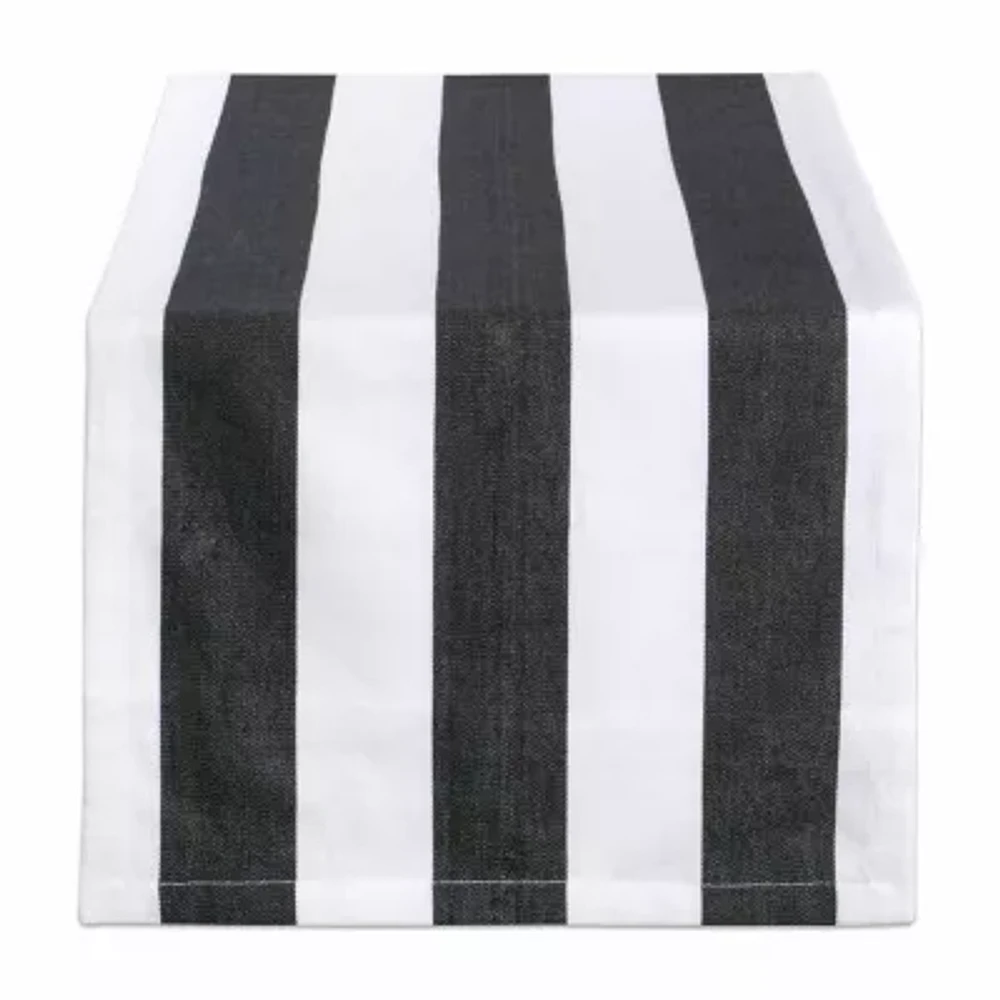 Design Imports Black/White Dobby Stripe Table Runner