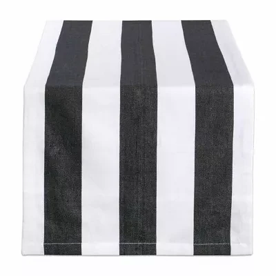 Design Imports Black/White Dobby Stripe Table Runner