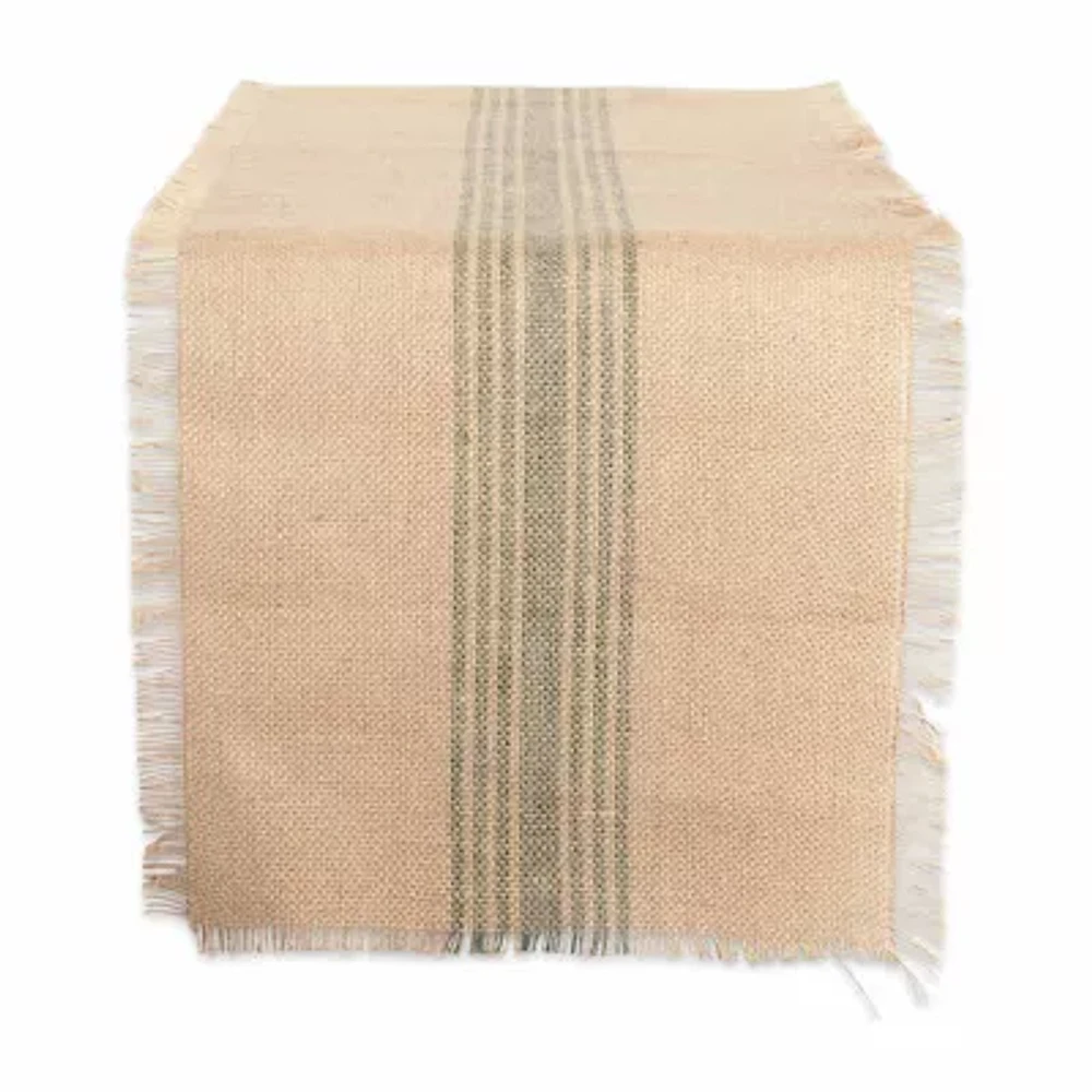 Design Imports Mineral Middle Stripe Burlap Table Runner