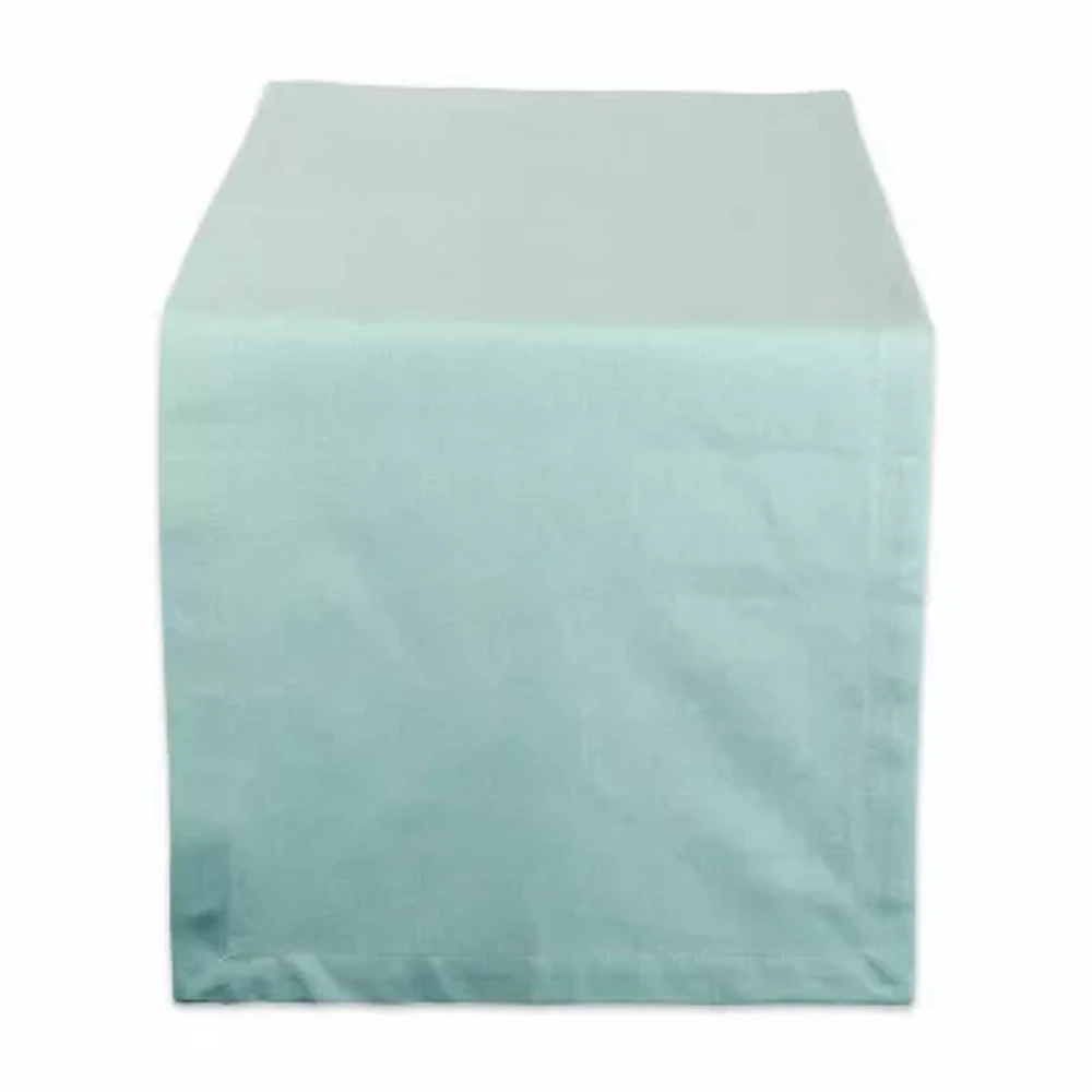 Design Imports Aqua Solid Chambray Table Runner