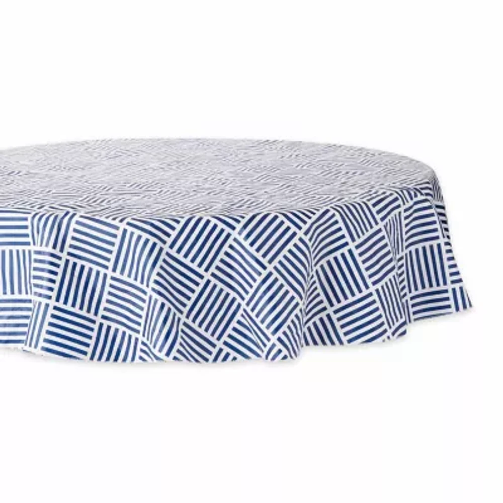 Design Imports Navy Grid Vinyl Tablecloth