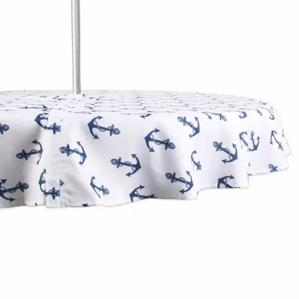 Design Imports Anchors Print Outdoor Tablecloth