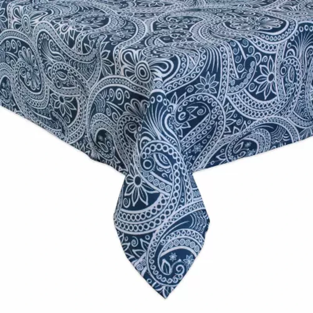 Design Imports Blue Paisley Print Outdoor Tablecloth
