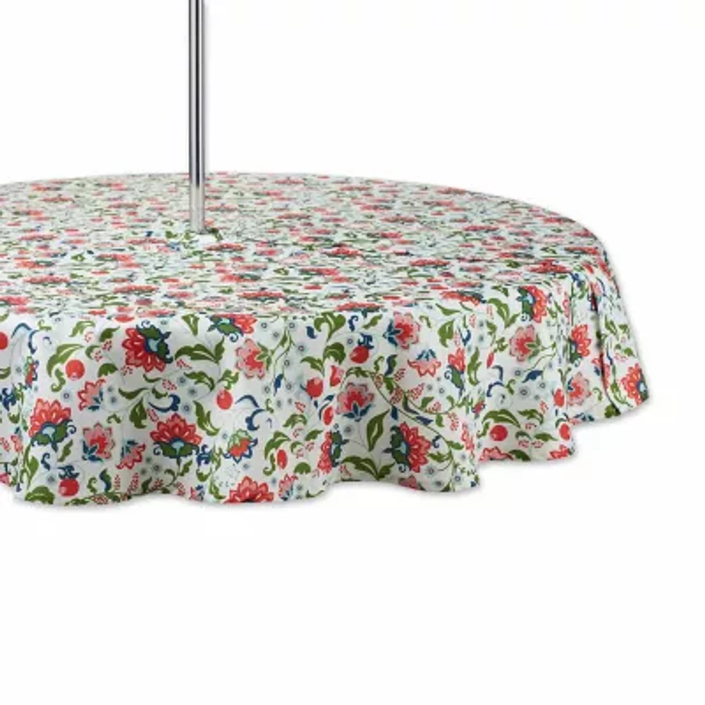 Design Imports Garden Floral Print Outdoor With Zipper Tablecloth