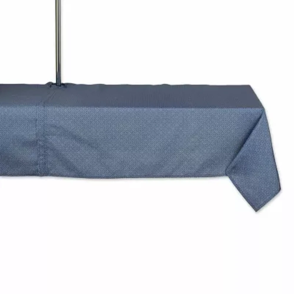 Design Imports French Blue Tonal Lattice Print Outdoor With Zipper Tablecloth