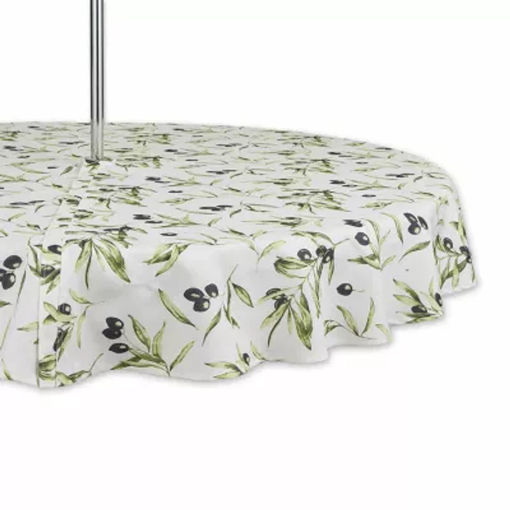 Design Imports Olives Print Outdoor With Zipper Tablecloth