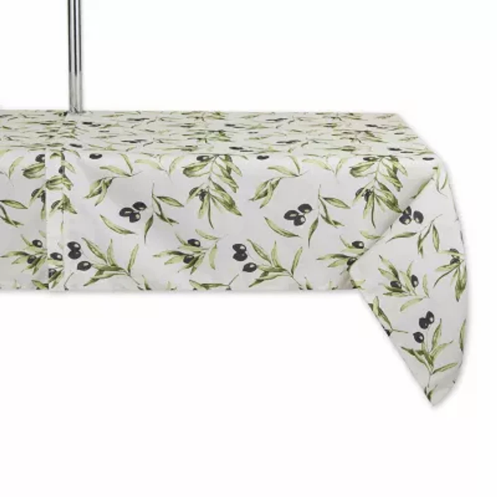 Design Imports Olives Print Outdoor With Zipper Tablecloth