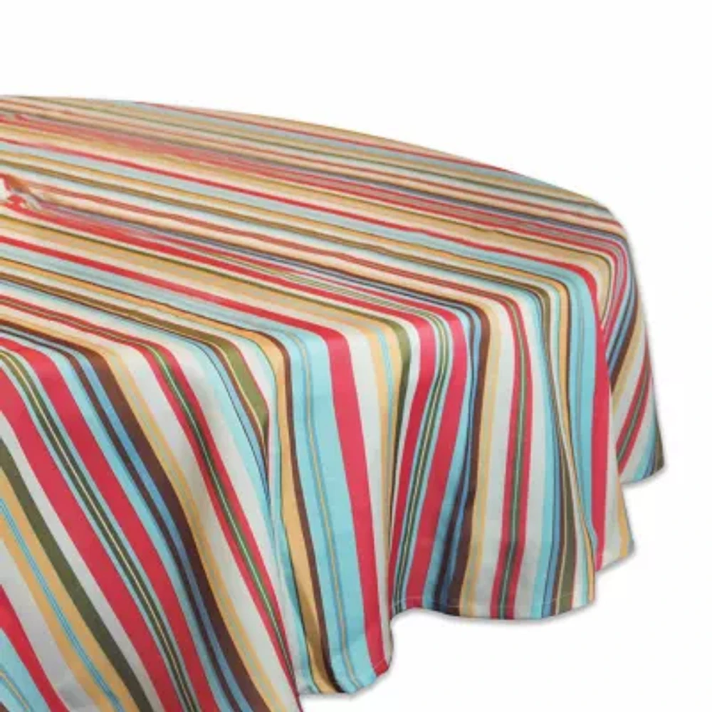 Design Imports Summer Stripe Outdoor With Zipper Tablecloth