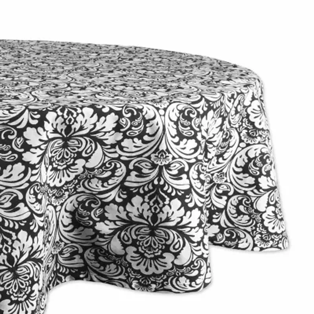 Design Imports Black Damask Tablecloth