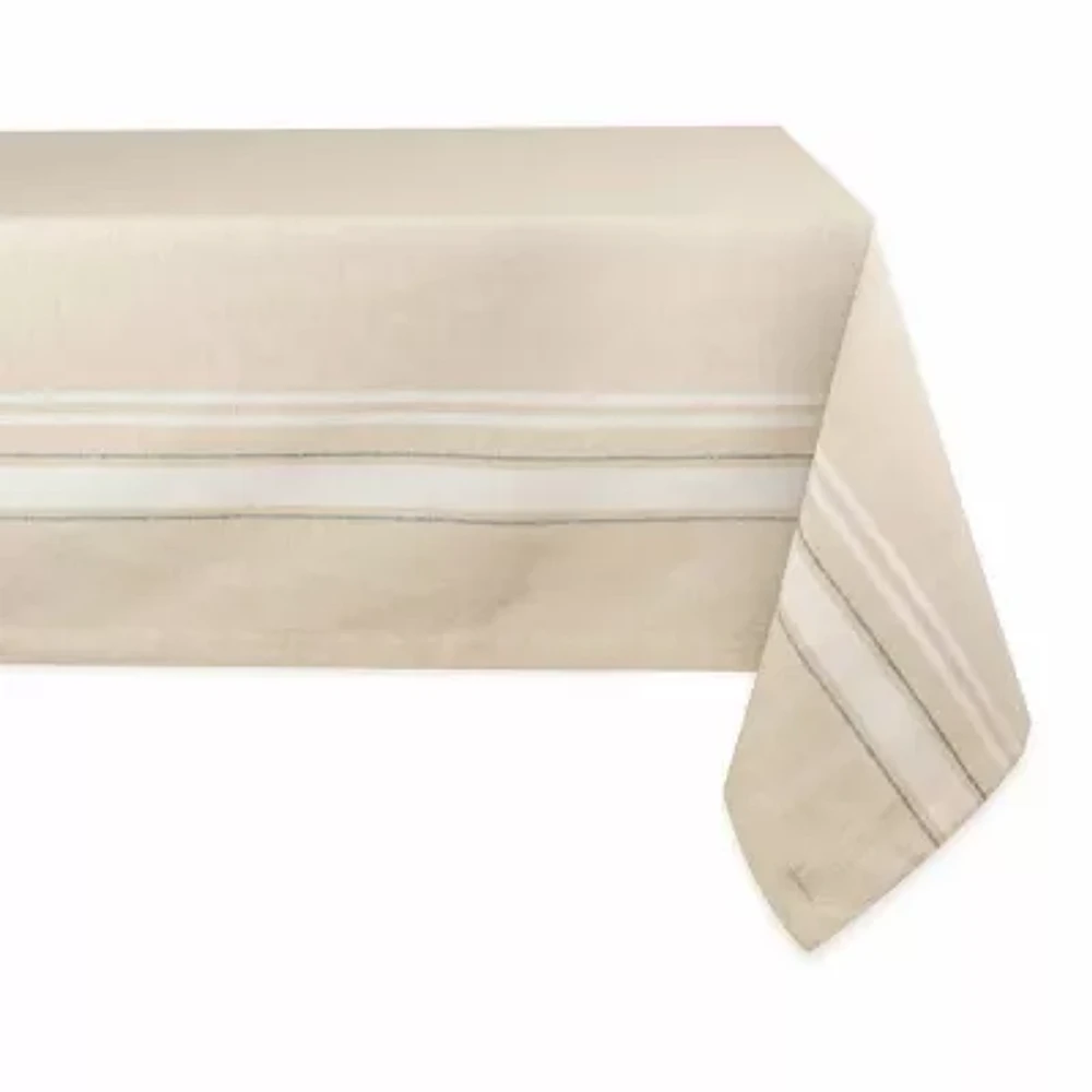 Design Imports White French Stripe Tablecloth