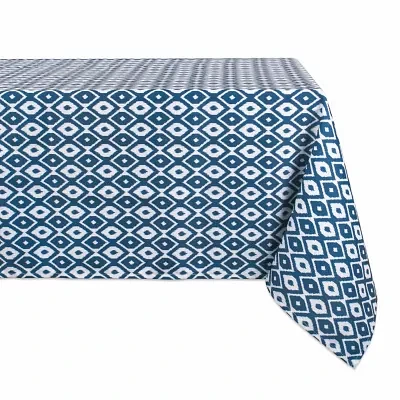 Design Imports Blue Ikat Outdoor Tablecloth