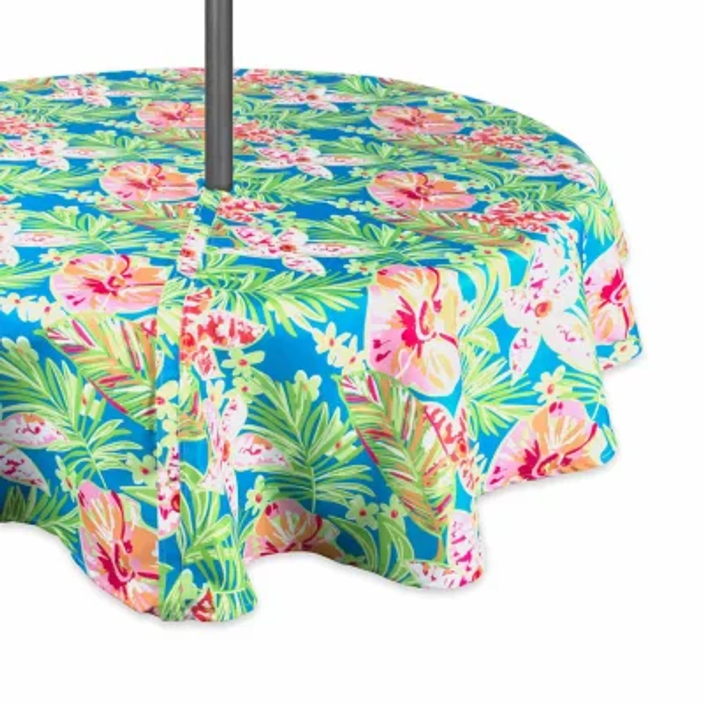 Design Imports Summer Floral Outdoor With Zipper Tablecloth