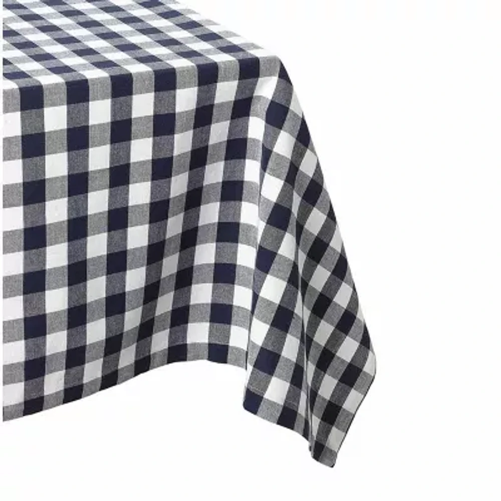 Design Imports Navy/Off-White Checkers Tablecloth