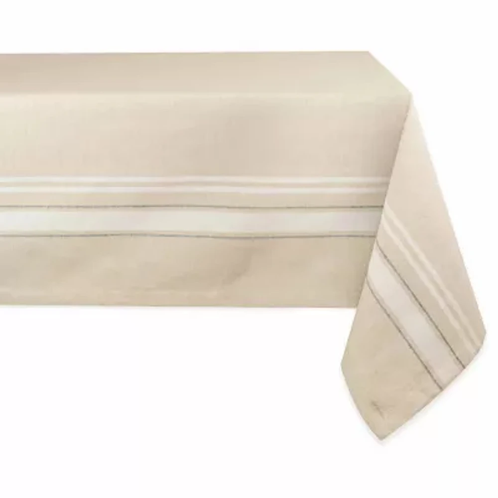 Design Imports White French Stripe Tablecloth