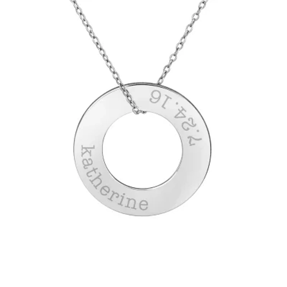 Womens Sterling Silver Circle 18 Inch Pendant Necklace