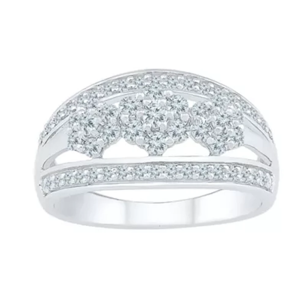 Womens 2MM 3/4 CT. T.W. Natural White Diamond 10K Gold Cluster Band