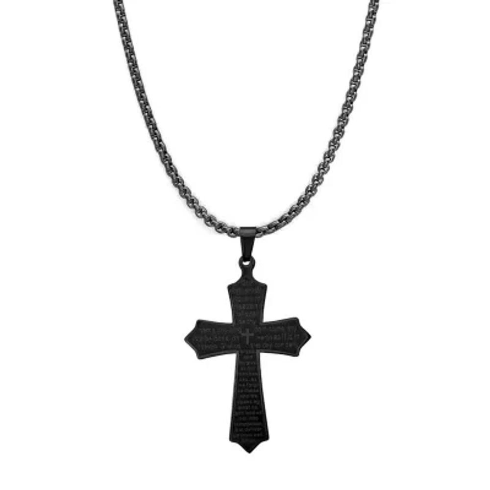 Steeltime Mens Stainless Steel Cross 24 Inch Pendant Necklace