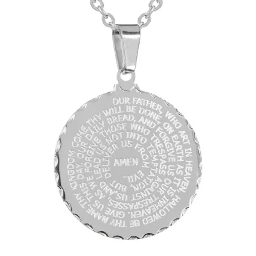 Steeltime "Lord'S Prayer" Mens Stainless Steel 24 Inch Pendant Necklace