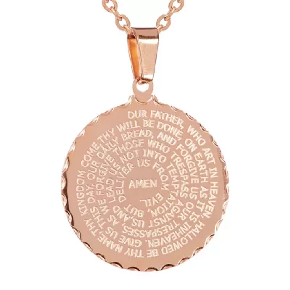 Steeltime Mens 18K Rose Gold Over Stainless Steel 24 Inch Pendant Necklace