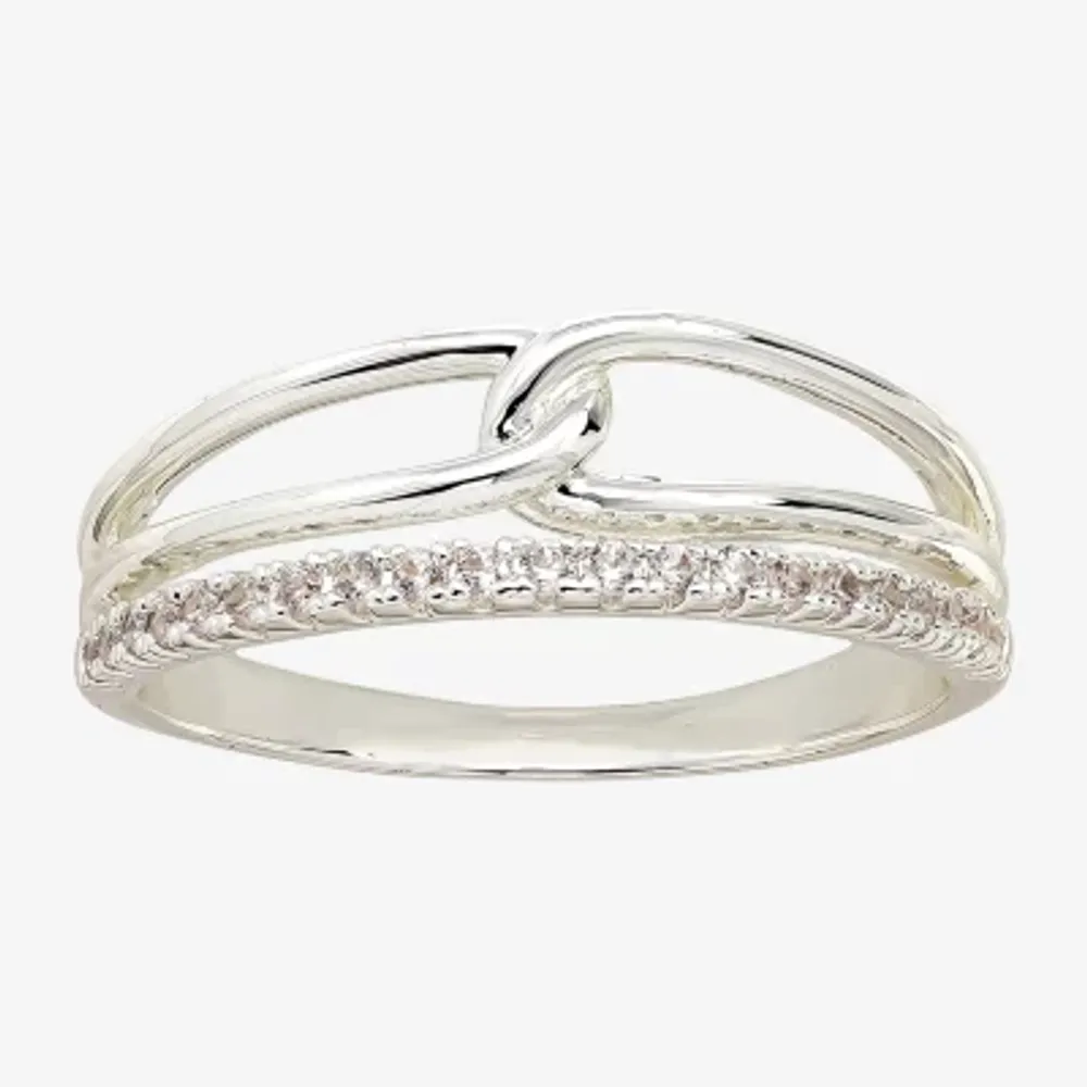 Sparkle Allure Womens 2MM Cubic Zirconia Pure Silver Over Brass Band