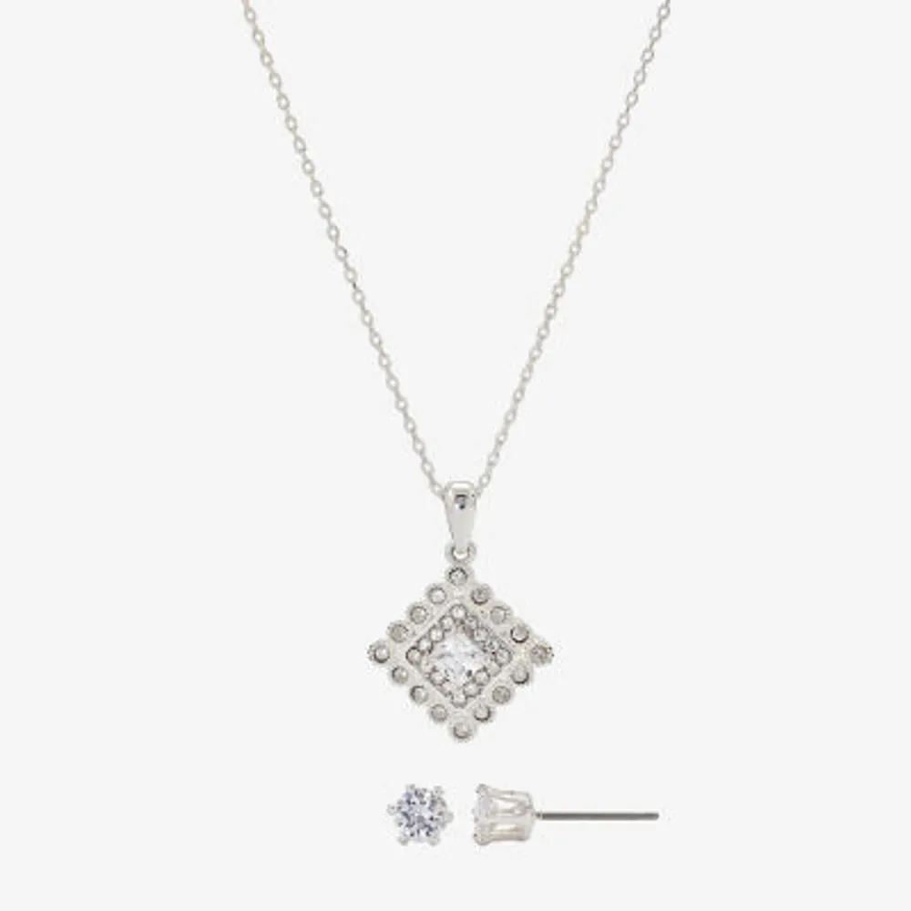 Sparkle Allure Womens Cubic Zirconia Pure Silver Over Brass Diamond 2-pc. Jewelry Set