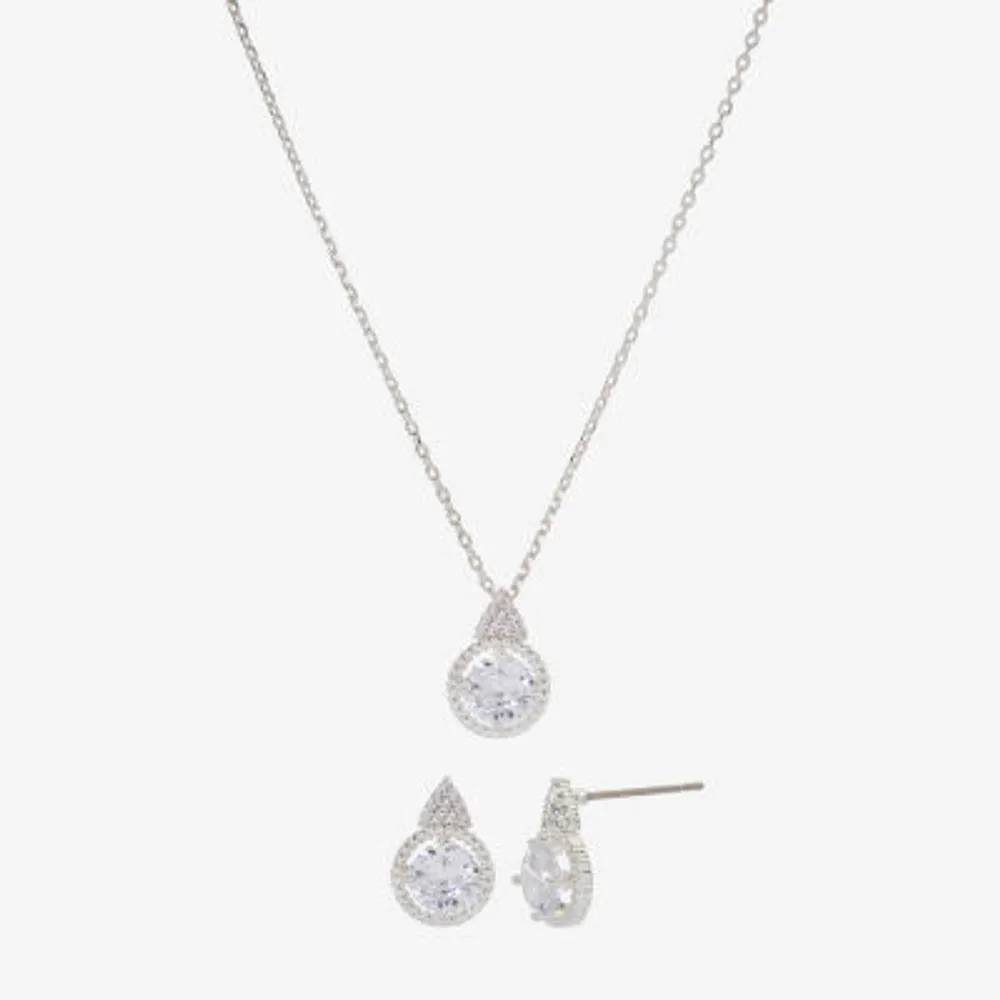 Sparkle Allure Womens Cubic Zirconia Pure Silver Over Brass 2-pc. Jewelry Set