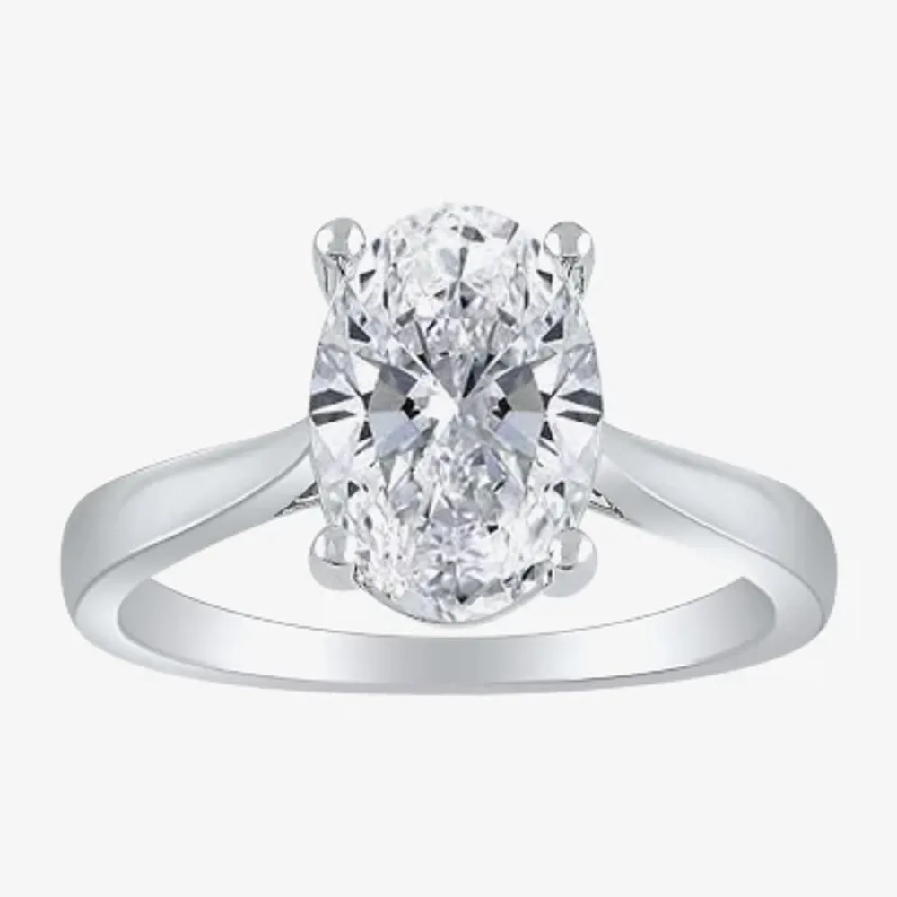 (H-I / SI2) Womens 3 CT. Lab-Grown White Diamond 14K Gold Oval Solitaire Engagement Ring