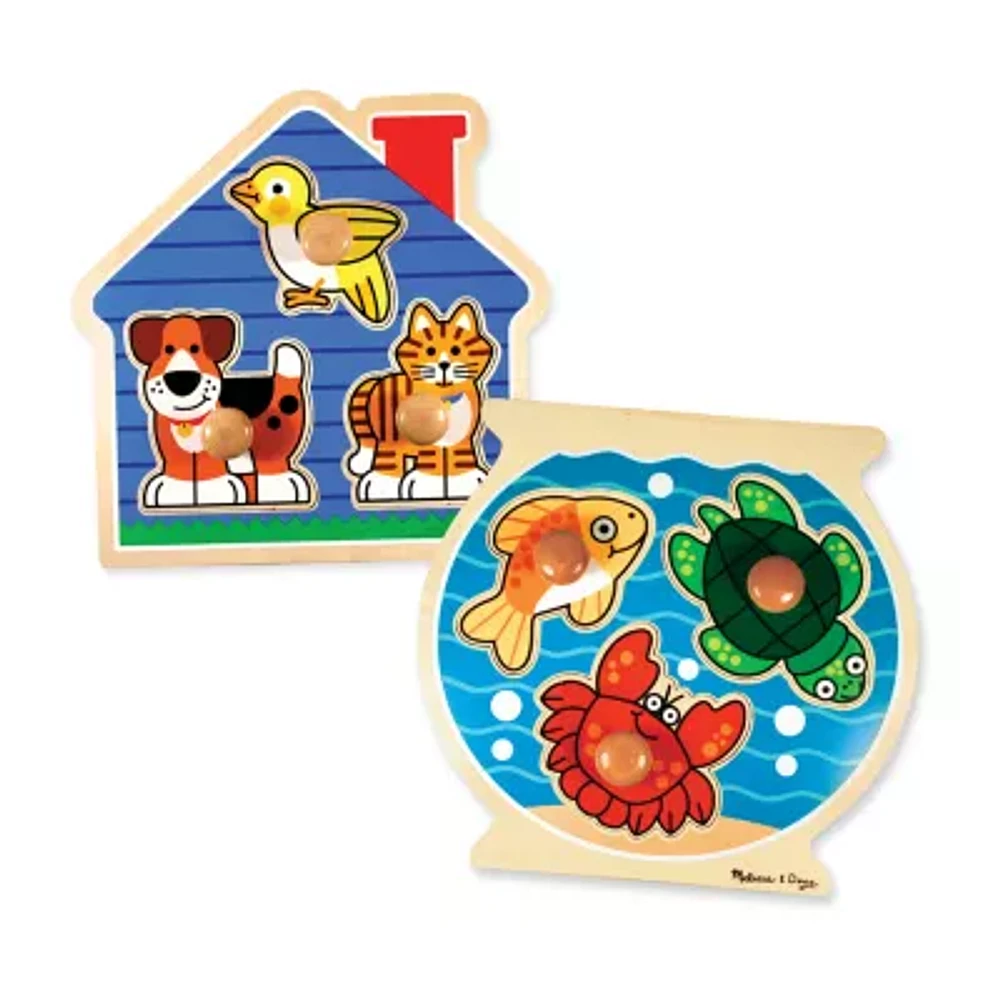 Melissa & Doug Fish And Pets Jumbo Knob Bundle 2-pc. Non-Toxic Puzzle