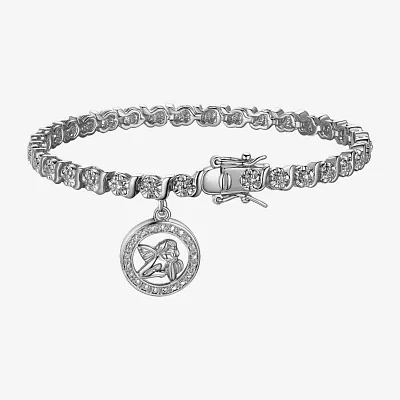 Sparkle Allure Womens Natural Diamond Accent Pure Silver Over Bronze Angel 7.25 Inch Tennis Bracelet