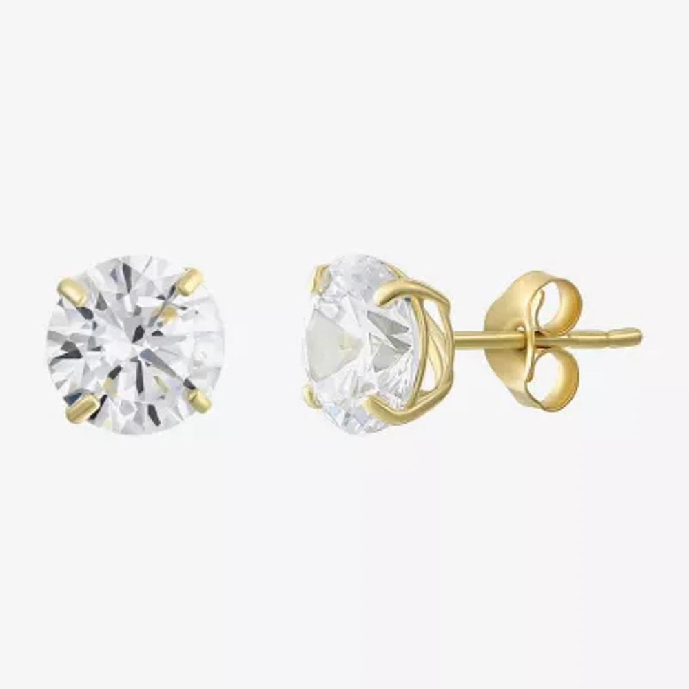 Cubic Zirconia 10K Gold 6mm Stud Earrings