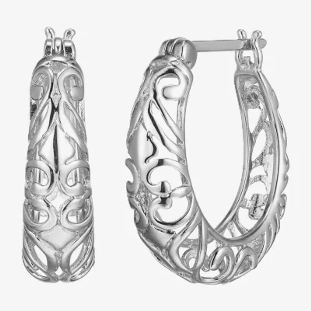 Womens Sterling Silver 20.8mm Hoop Earrings