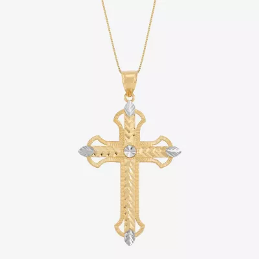 Womens 10K Gold Cross 18 Inch Pendant Necklace