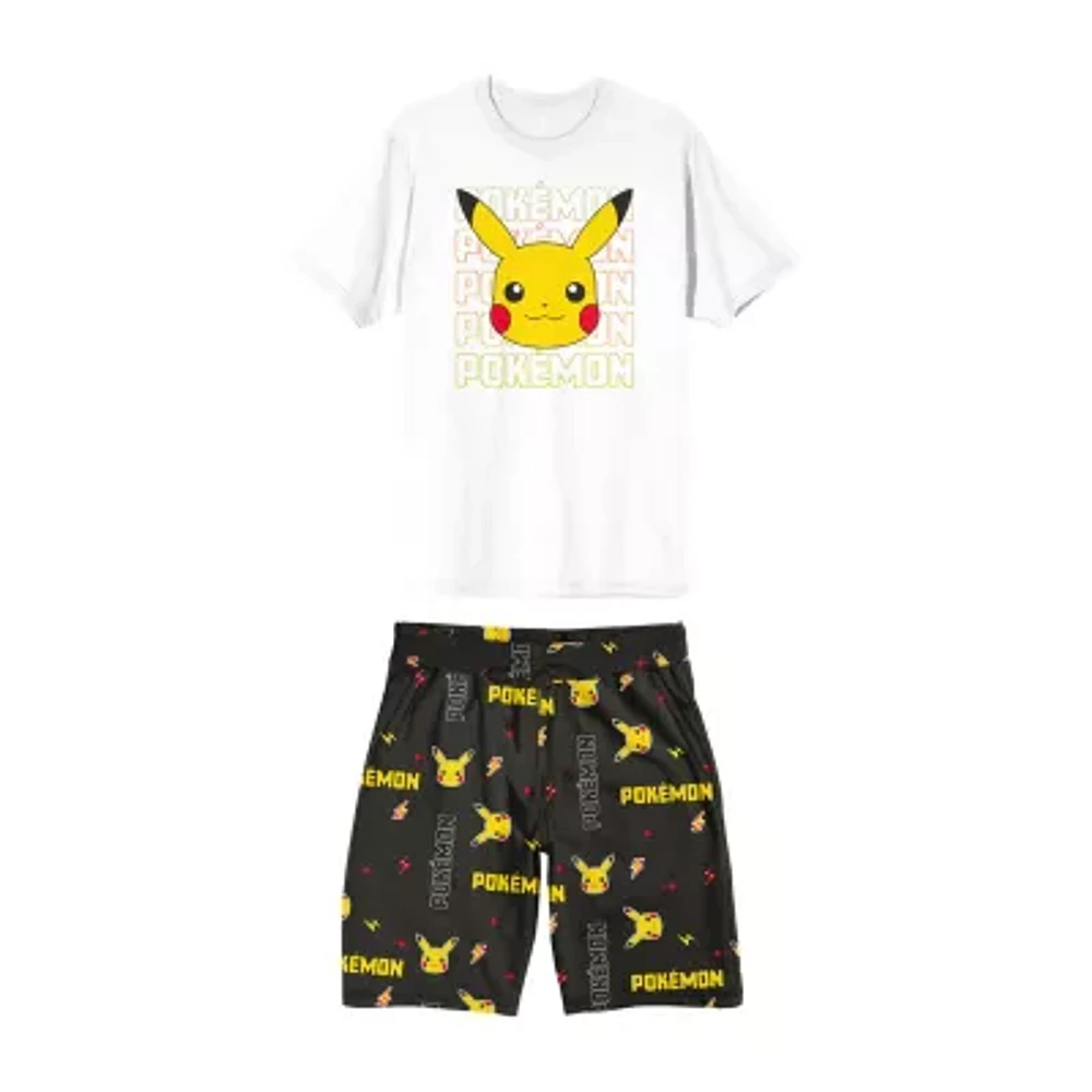 Pokemon Mens Crew Neck Short Sleeve 2-pc. Pajama Sets