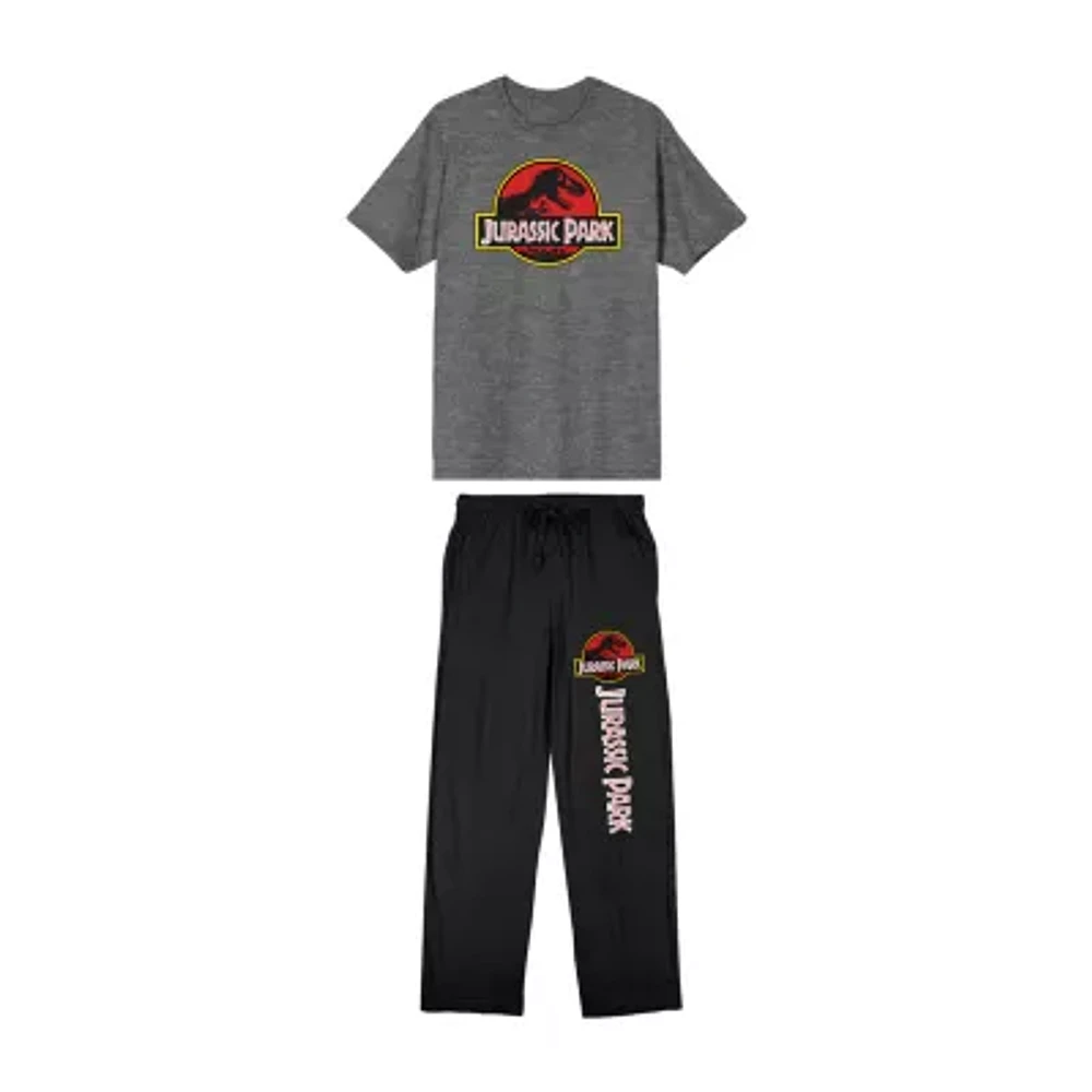 Jurassic Park Mens Crew Neck Short Sleeve 2-pc. Pajama Sets