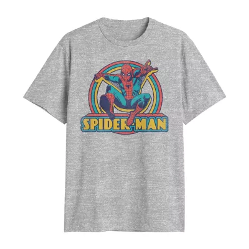 Mens Crew Neck Short Sleeve Regular Fit Spiderman Big and Tall Graphic T-Shirt
