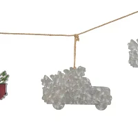 Glitzhome Metal Red Truck Indoor Garland