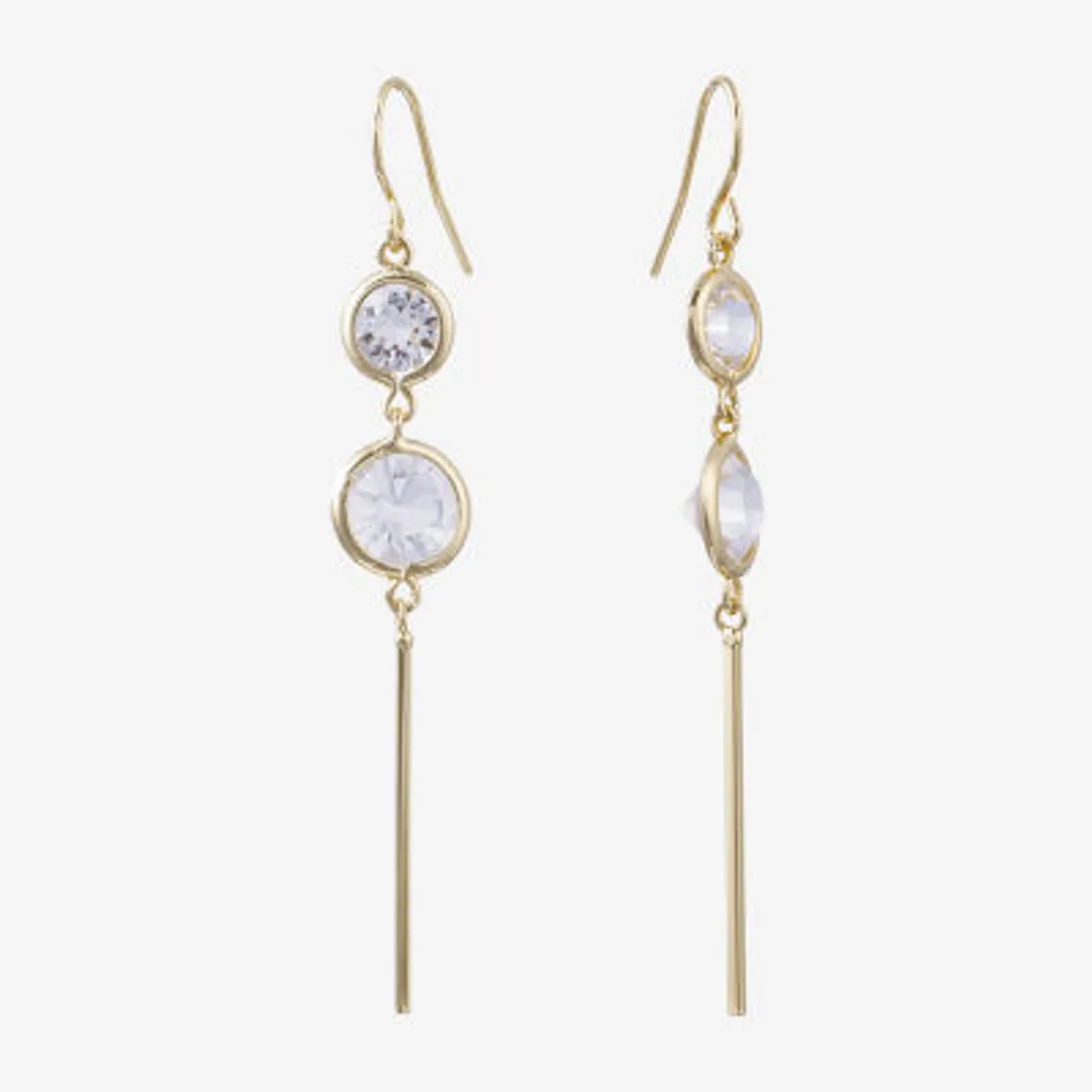 Sparkle Allure Womens Crystal 14K Gold Over Brass Drop Earrings