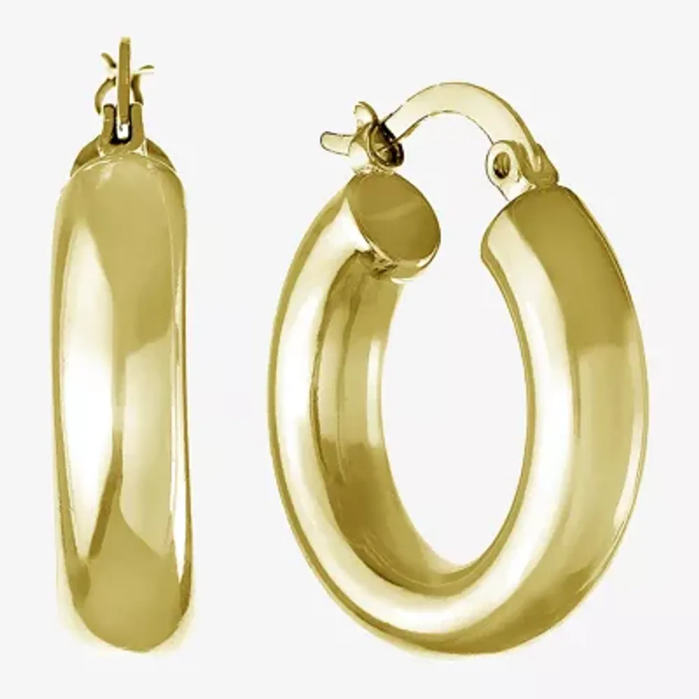 Silver Reflections Womens 24K Gold Over Brass 25mm Hoop Earrings