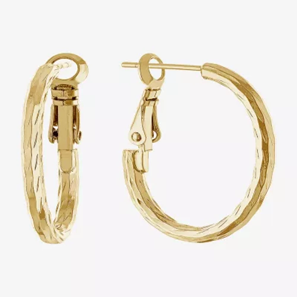 Silver Reflections Womens 24K Gold Over Brass 20mm Hoop Earrings