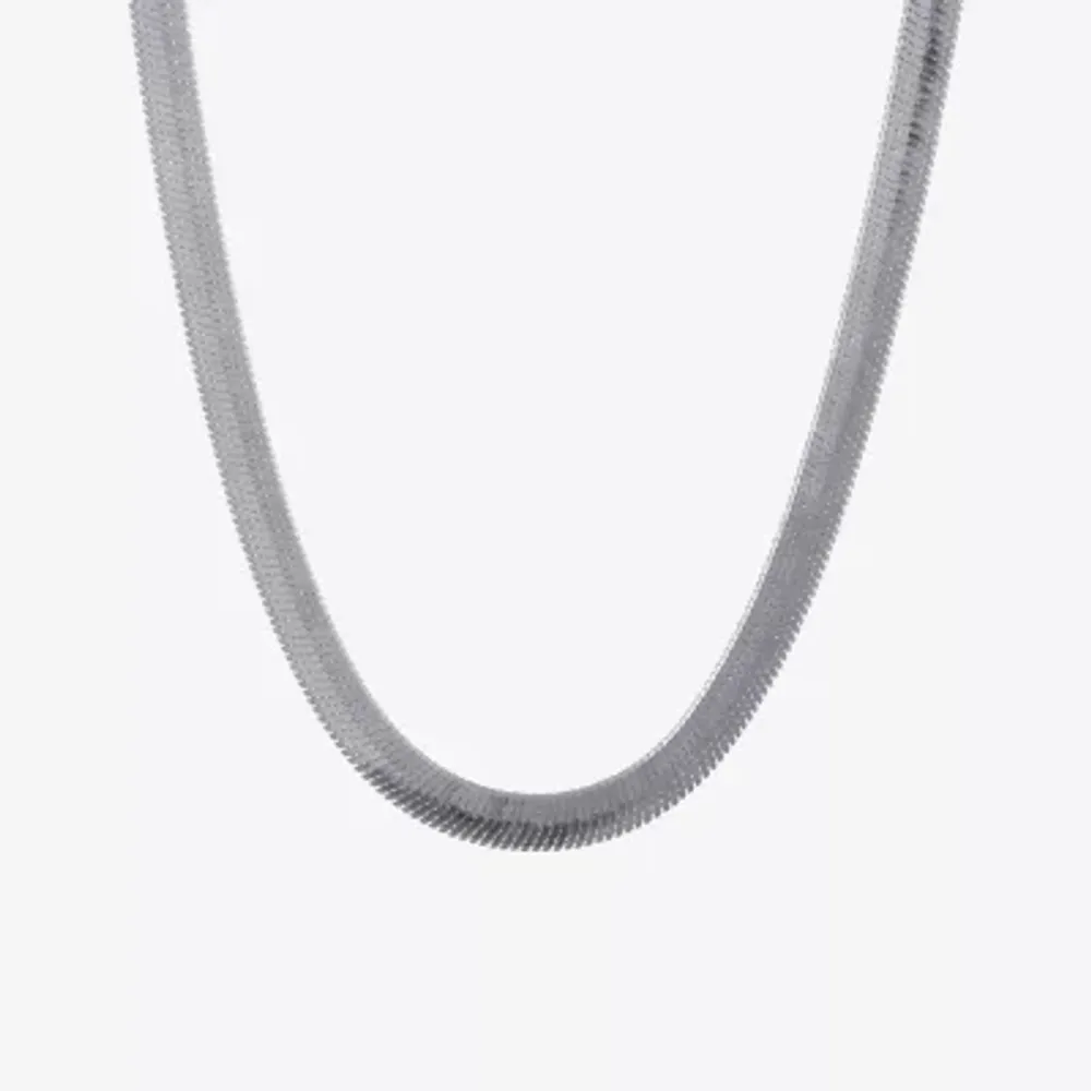 Silver Reflections Womens Pure Silver Over Brass 16 Inch Herringbone Chain Necklace