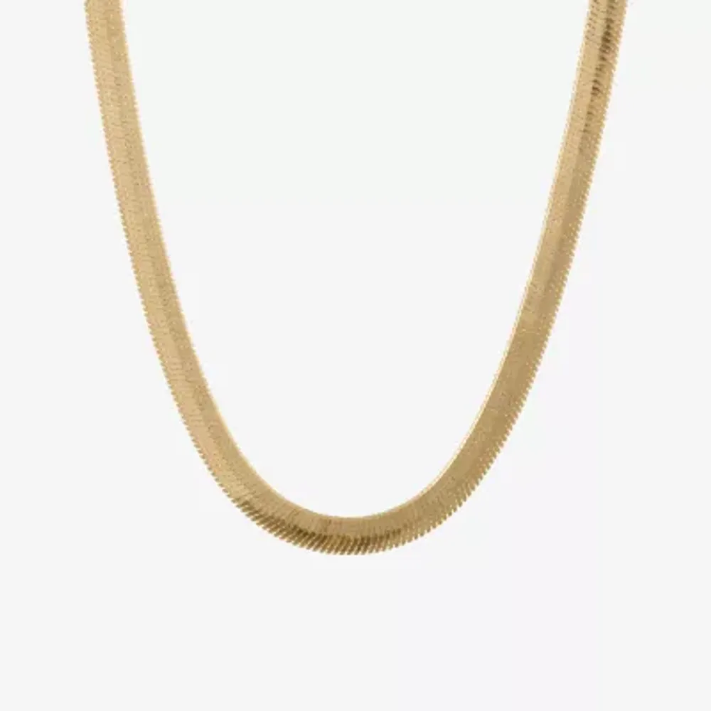Silver Reflections Womens 14K Gold Over Brass 16 Inch Herringbone Chain Necklace